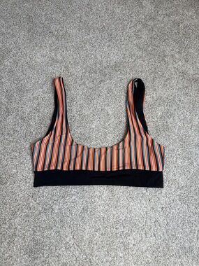 Fae Maven Top - Striped Black, Orange & Blue